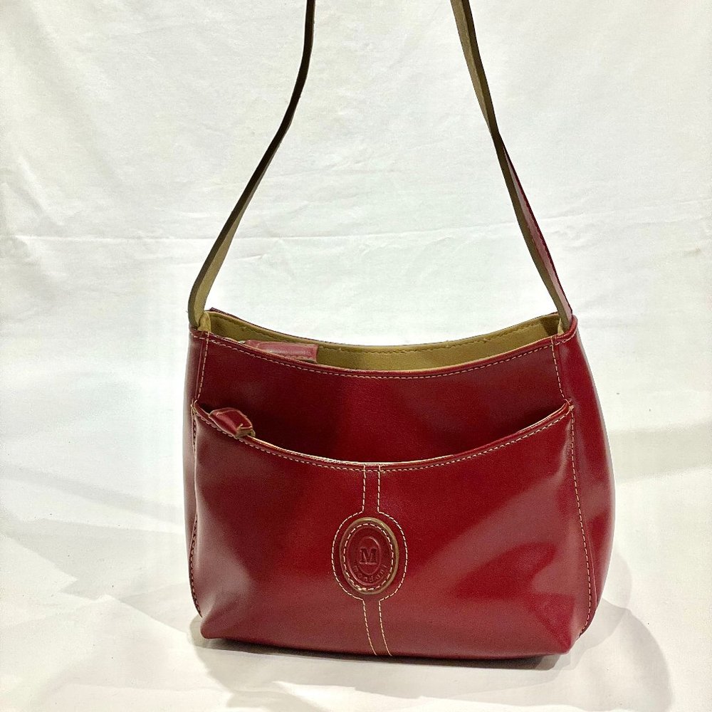 Mondani New York Deep Red Leather Shoulder Handbag - Picture 3 of 6